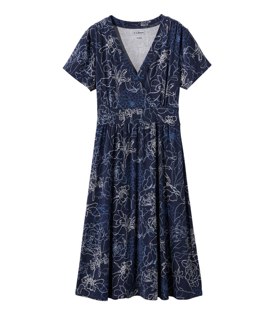 Summer Knit Dress Short Sleeve Print Women's