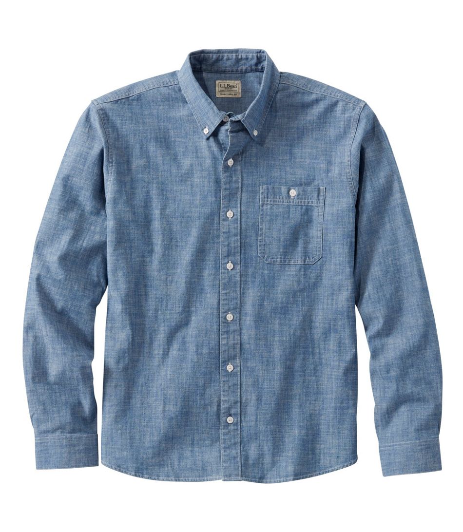 Comfort Stretch Chambray Shirt Long Sleeve Traditional Fit Men's Regular