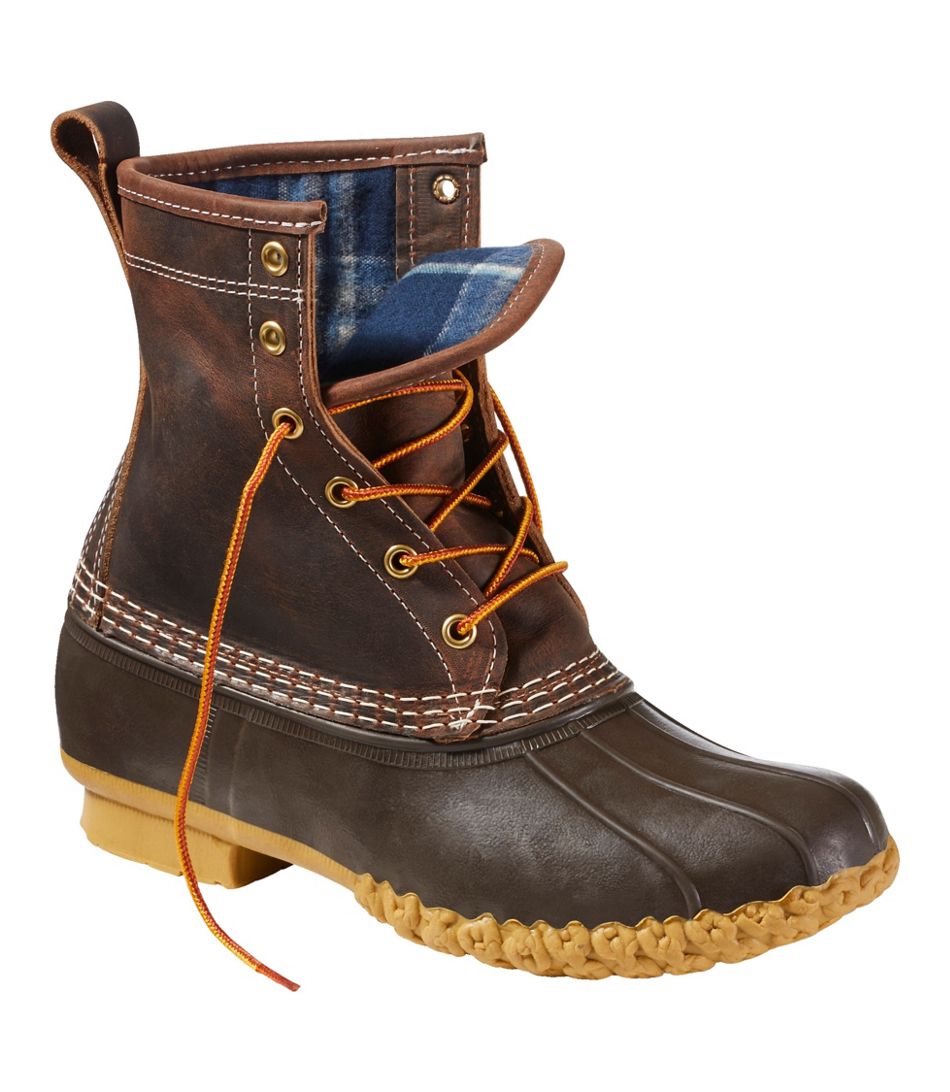 Bean Boot 8" Leather Insulated Flannel Lined Women's