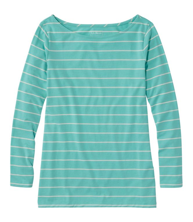Soft Stretch Supima Tee Boatneck Bracelet Sleeve Stripe Women's Regular