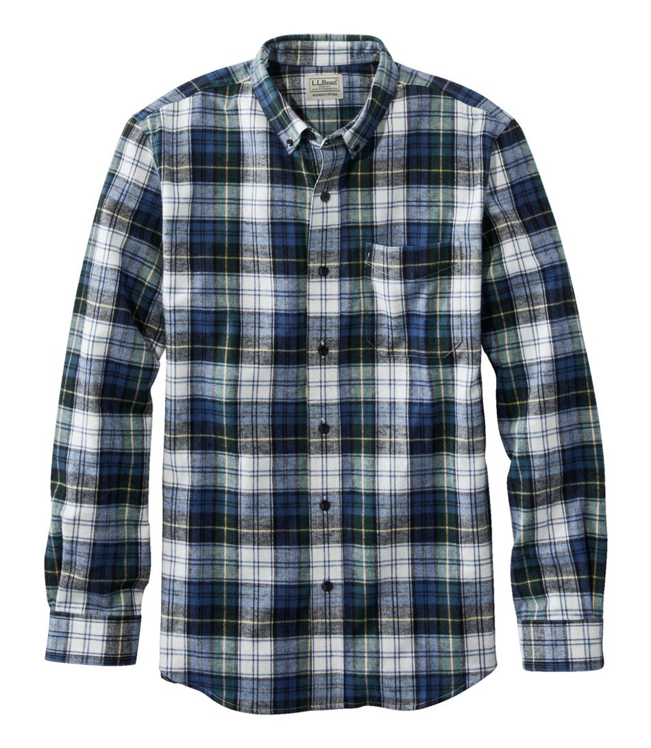 Scotch Plaid Flannel Shirt Button Down Slightly Fitted Men's Regular