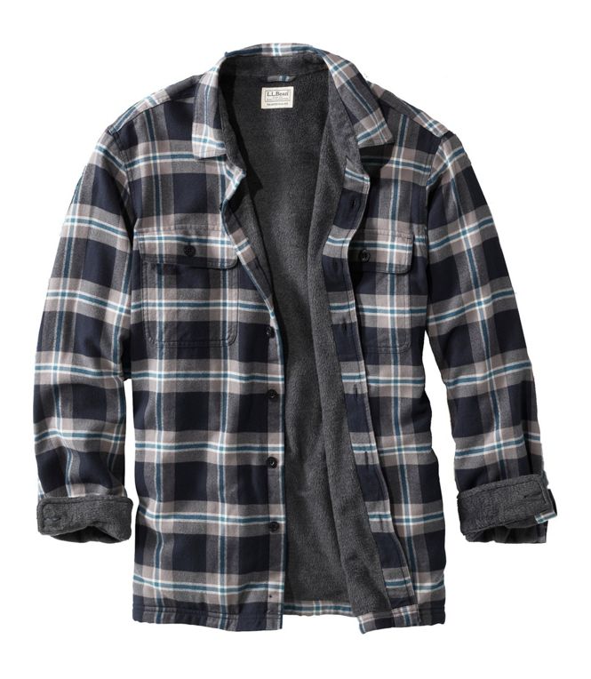 Fleece Lined Flannel Shirt With Pocket Plaid Men's Regular