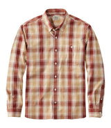 Comfort Stretch Chambray Shirt Long Sleeve Slightly Fitted Plaid Men's Regular