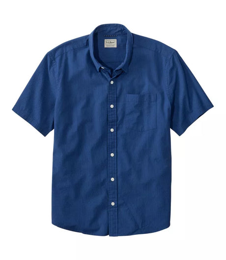 Comfort Stretch Performance Seersucker Short Sleeve Shirt Slightly Fitted Stripe Men's Regular