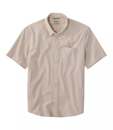 Comfort Stretch Performance Seersucker Short Sleeve Shirt Slightly Fitted Stripe Men's Regular