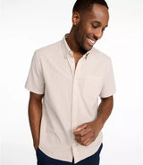 Comfort Stretch Performance Seersucker Short Sleeve Shirt Slightly Fitted Stripe Men's Regular