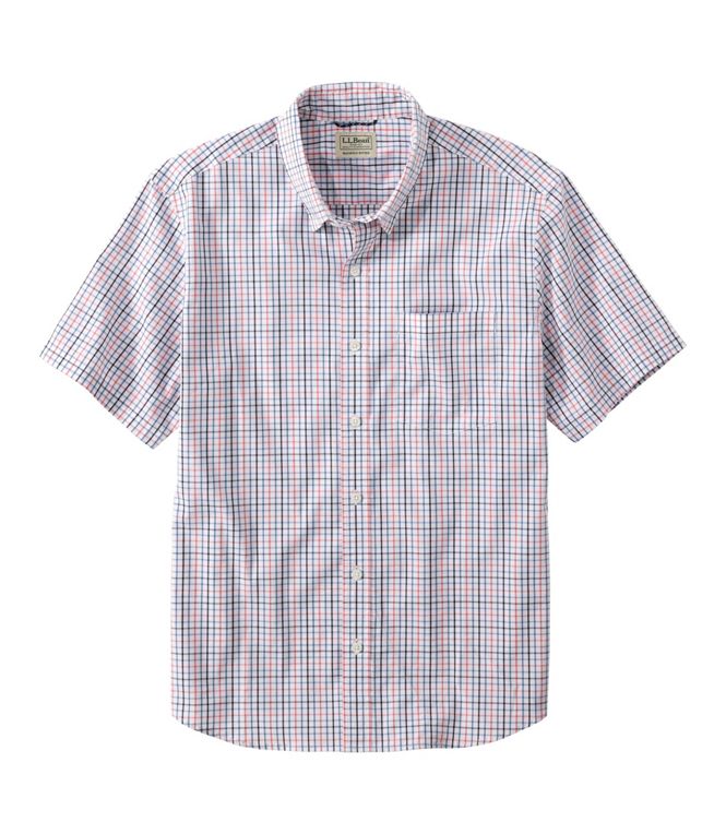 Comfort Stretch Performance Shirt Short Sleeve Slightly Fitted Plaid Men's Regular