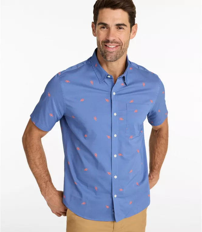 Comfort Stretch Performance Shirt Short Sleeve Slightly Fitted Print Men's Regular