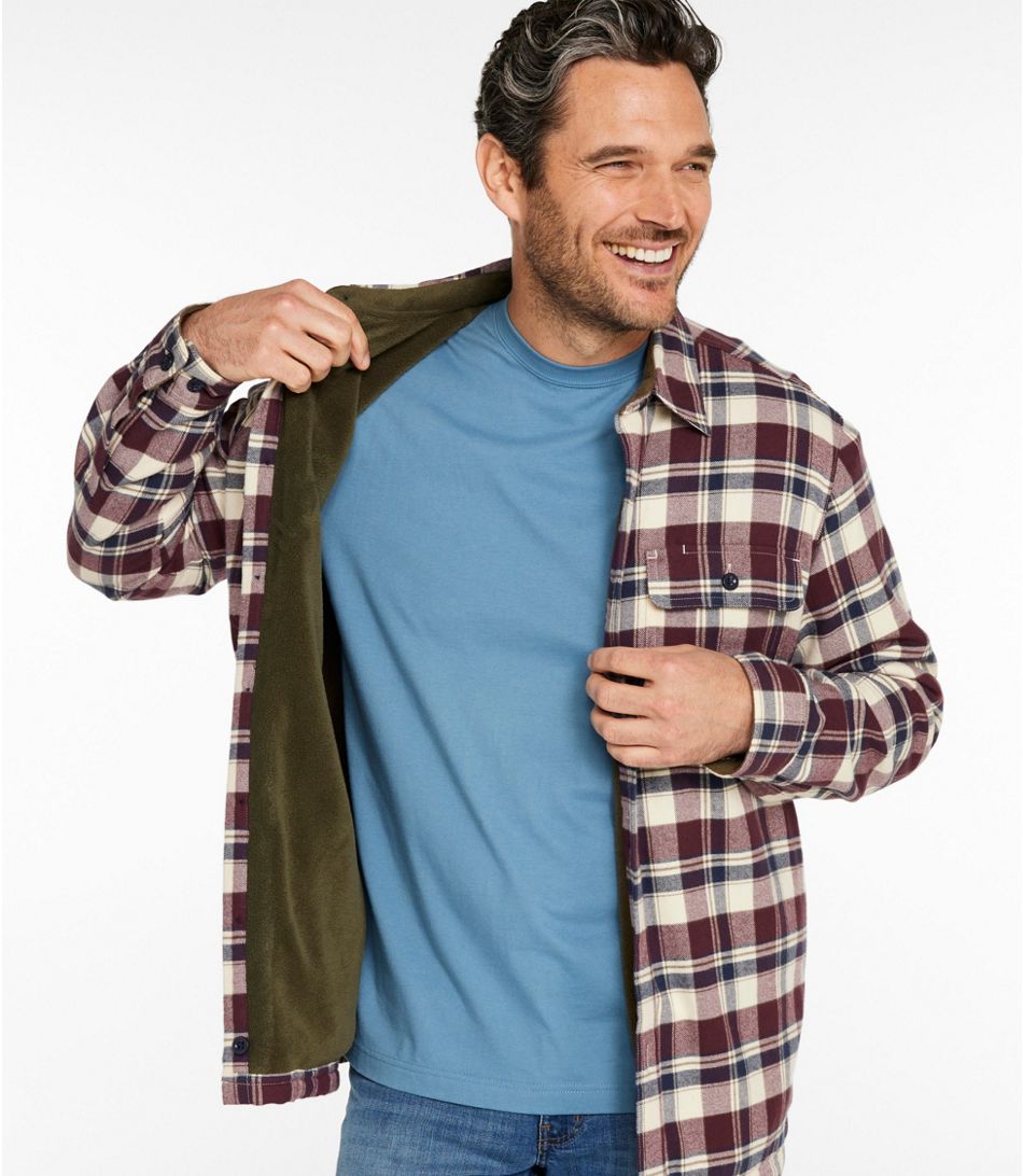 Fleece Lined Flannel Shirt With Pocket Plaid Men's Regular