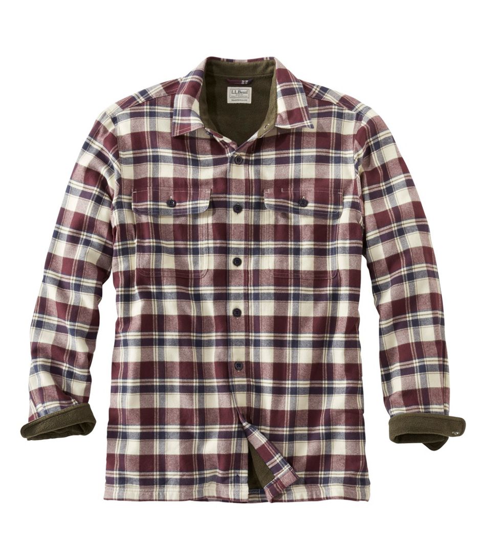 Fleece Lined Flannel Shirt With Pocket Plaid Men's Regular