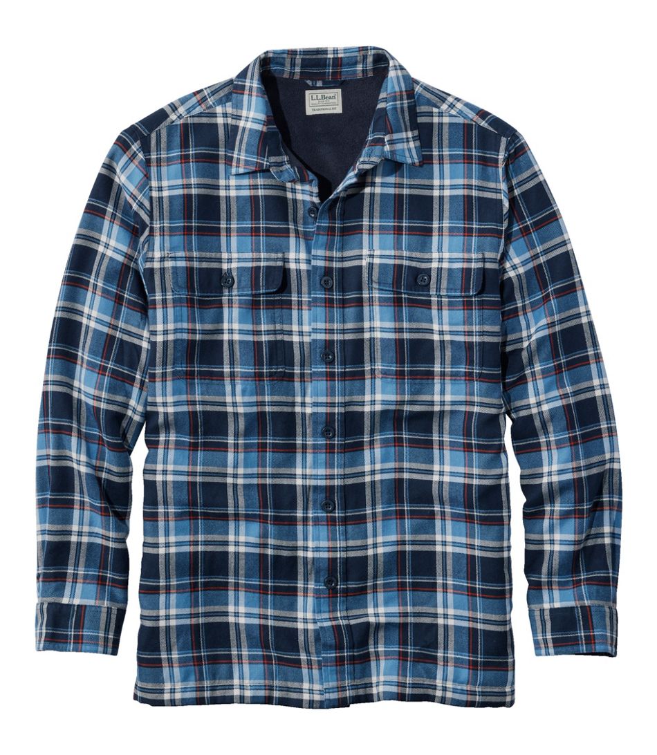 Fleece Lined Flannel Shirt With Pocket Plaid Men's Regular