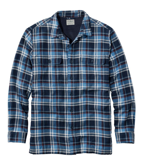Fleece Lined Flannel Shirt With Pocket Plaid Men's Regular