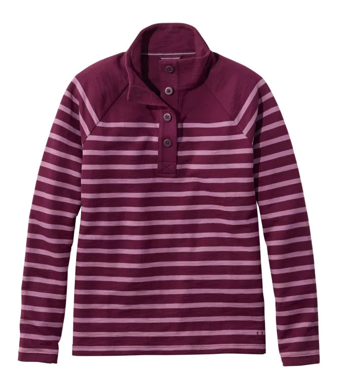 Peaks Island Button Mockneck Stripe Women's Regular