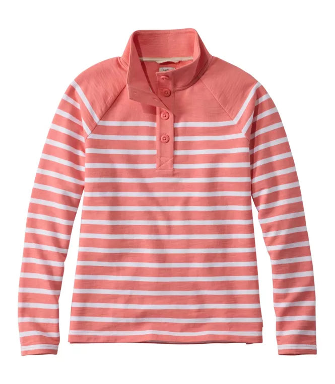 Peaks Island Button Mockneck Stripe Women's Regular