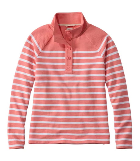 Peaks Island Button Mockneck Stripe Women's Regular