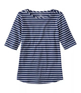 Pima Boatneck Elbow Sleeve Stripe Women's Regular
