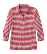 Pima Polo 3/4 Sleeve Stripe Women's Regular
