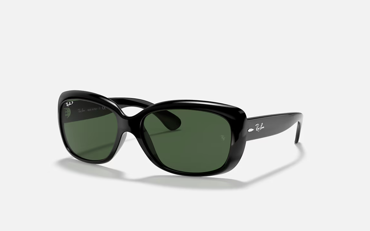 RB4101 Jackie Ohh 601/58  Gloss Black/Polarized Green Classic 58-17