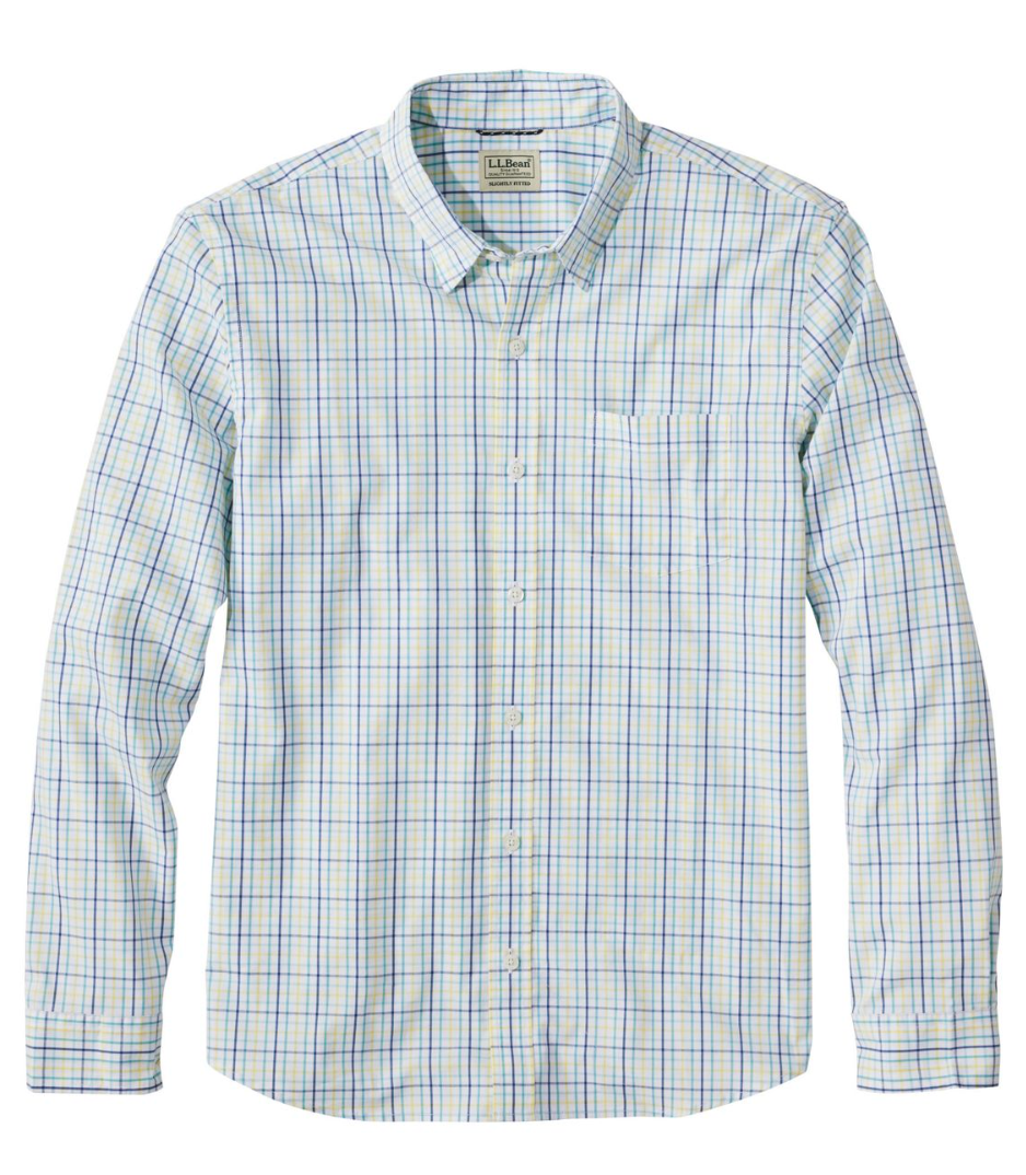 L.L.Bean Men's Comfort Stretch Performance Shirt, Short Sleeve, Soft Juniper / M