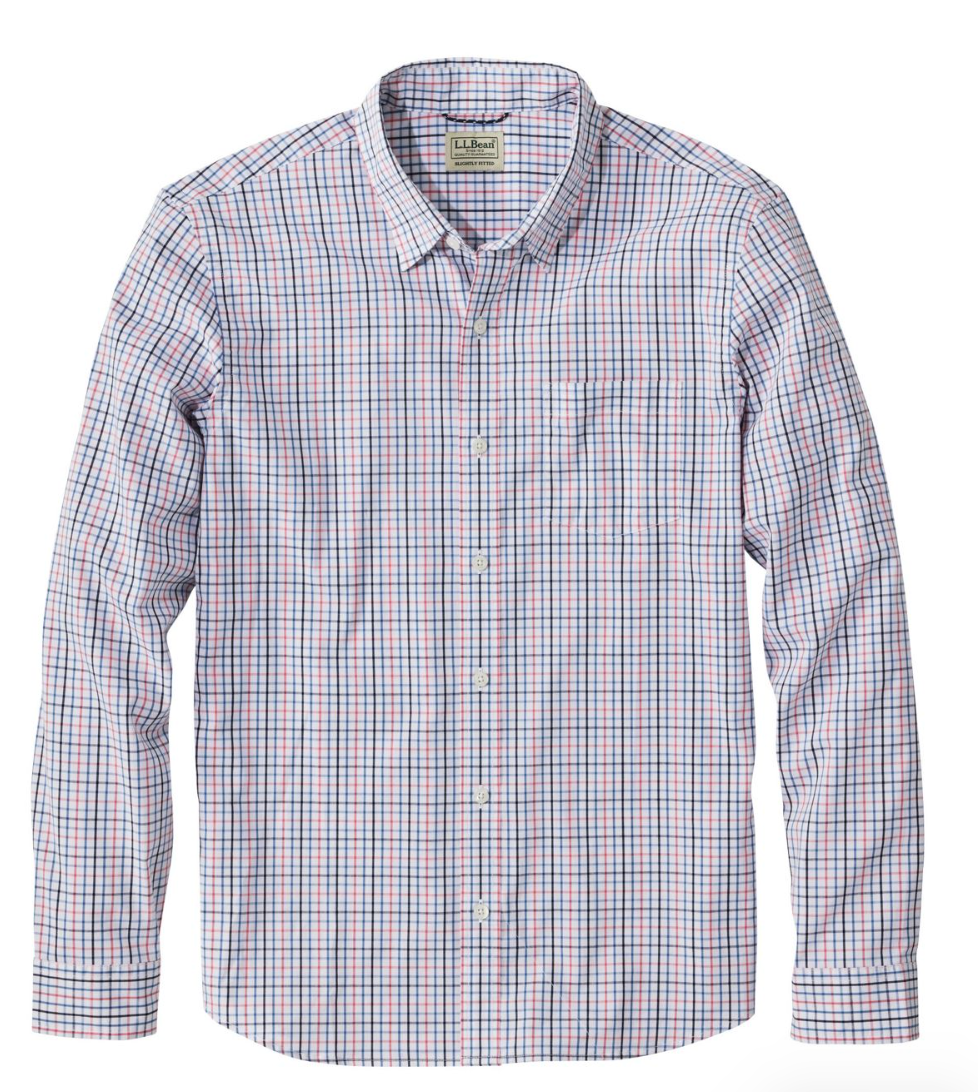 Comfort Stretch Performance Shirt Long Sleeve Slightly Fitted Plaid Men's Regular