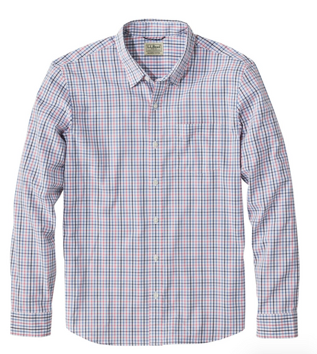 Comfort Stretch Performance Shirt Long Sleeve Slightly Fitted Plaid Men's Regular