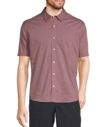 Comfort Stretch Performance Shirt Short Sleeve Slightly Fitted Plaid Men's Regular