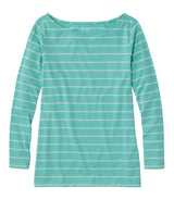 Soft Stretch Supima Tee Boatneck Bracelet Sleeve Stripe Women's Regular