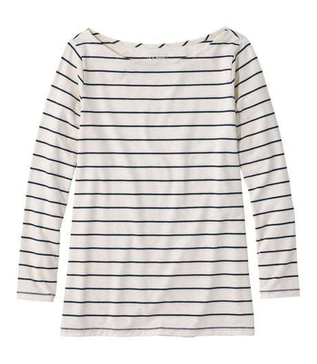 Soft Stretch Supima Tee Boatneck Bracelet Sleeve Stripe Women's Regular