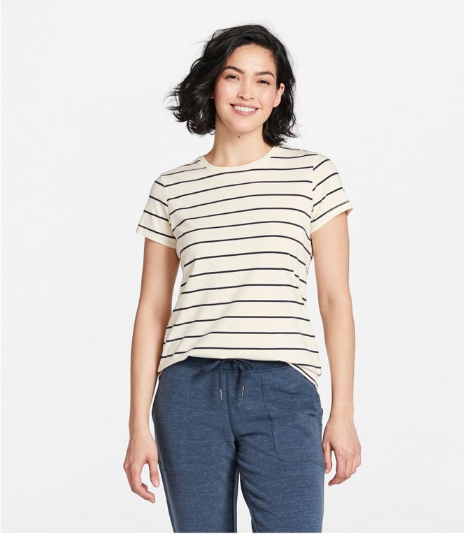 Soft Stretch Supima Tee Crewneck Striped Short Sleeve Women's Regular