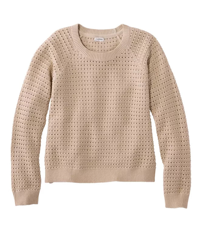 Sunwashed Open Work Crewneck Sweater Women's Regular